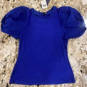 NWT! Skies Are Blue size XS puffy sleeve fitted blue shirt.